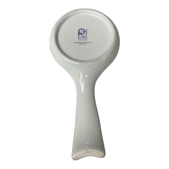 Spoon Rest "LOVE" White with Multicolor Rainbow Hearts, Ceramic - Picture 2 of 7